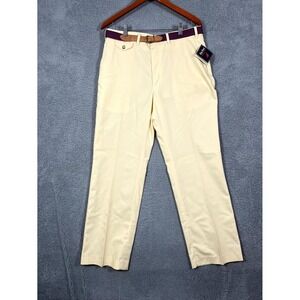 Vtg Par Four Dress Pants Men 34x30 Light Yellow Golf Performance NOS Workwear